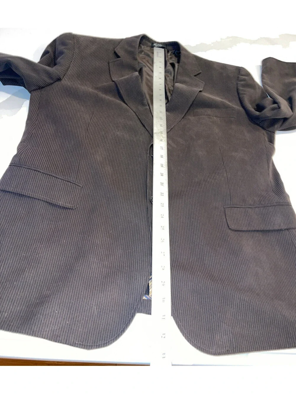 DESIGNER JONES NEW YORK 2 BUTTON 100% POLY DRY CLEAN BROWN DRESS SUIT JACKET 46R
